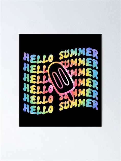 Hello Summer Vacation Ice Cream Popsicle Ice Lolly Pastel Colors