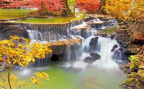 Stepped Waterfall In Tropical Thailand Wallpapers And Images