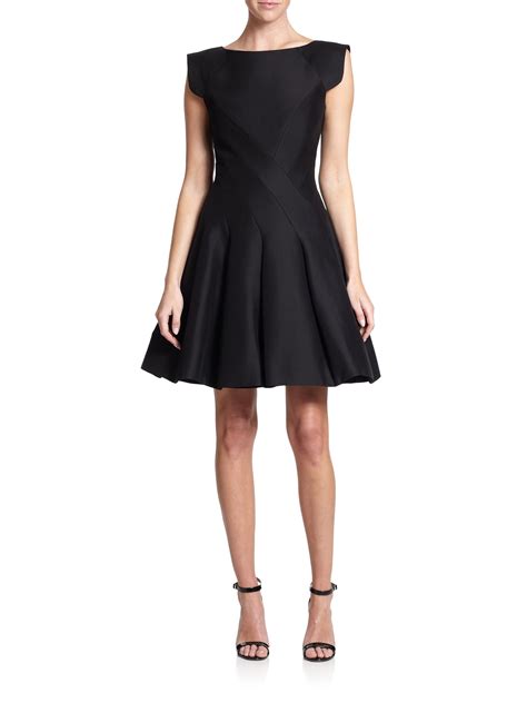 Lyst Halston Fit And Flare Mini Dress In Black