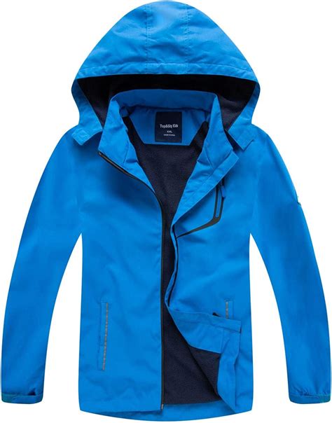 Kids Waterproof Jacket Hooded Fleece Lined Rain Jacket Boys Girls