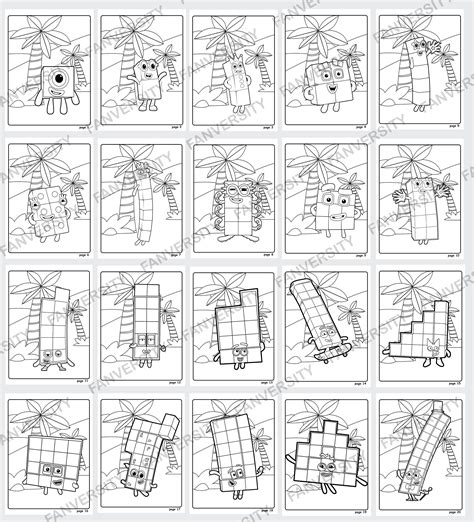 Numberblocks Coloring Book 1 To 20 Coloring Pages As Instant Etsy