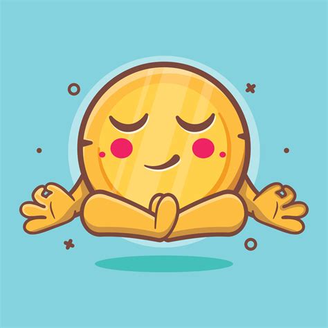 Calm Money Coin Character Mascot With Yoga Meditation Pose Isolated
