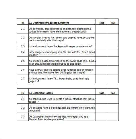 Free Sample Ms Word Checklist Templates In Ms Word