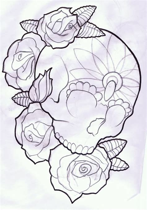 Candy Skull And Roses Tattoo Design Skull Tattoo Design Skull Tattoos