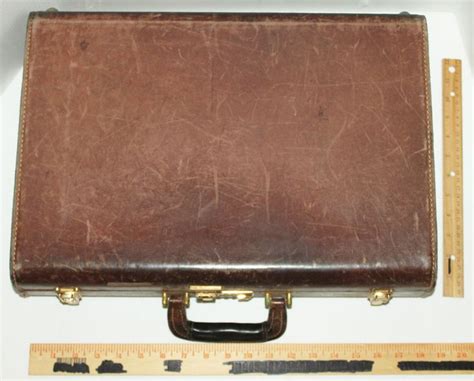Atlas Brown Leather Briefcase Attache Suitcase Combo Lock Vintage Case 1980s Leather Briefcase