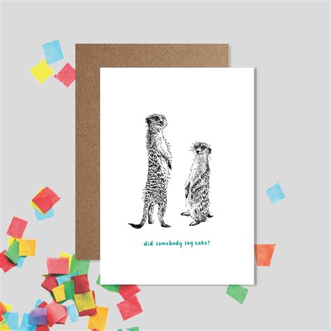 Cake Meerkat Funny Birthday Card Animals Cards For Him Etsy In 2020
