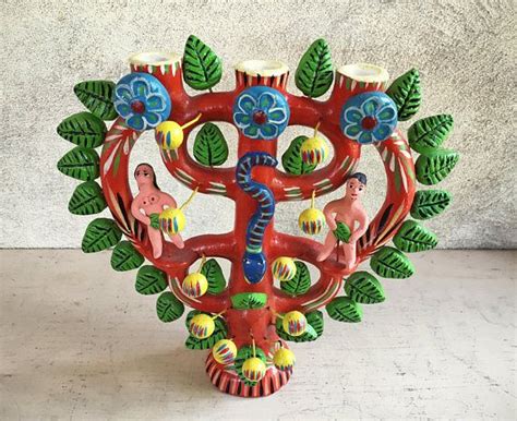 Book this luxurious 20m² suite with a romantic decoration. Adam and Eve Tree of Life Mexican Pottery Candle Holder, Mexican Folk Art Candelabra, Mexican ...
