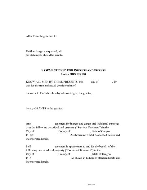 Clackamas County Easement Deed Form | Oregon | Deeds.com