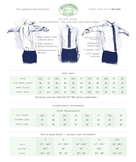 Mens Dress Shirts Sizes Chart