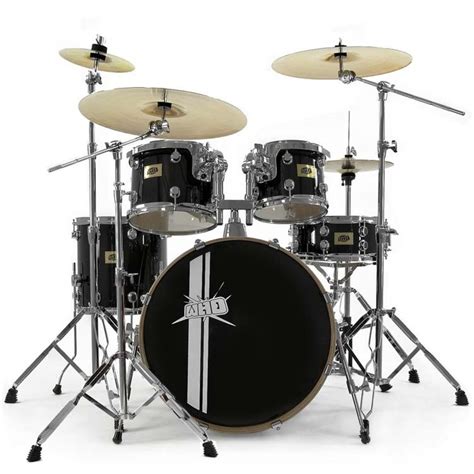 Whd Studio 22 Fusion Drum Kit Black 4 Piece Cymbal Pack Gear4music