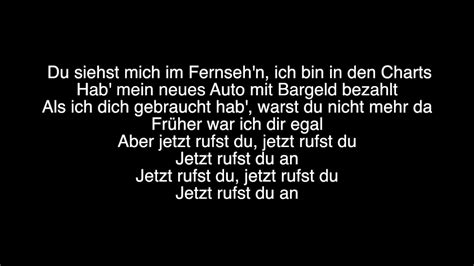 Loredana Jetzt Rufst Du An I Lyrics Youtube