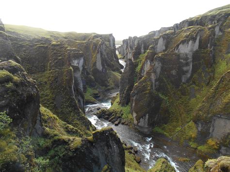 Fjaðrárgljúfur Canyon Mountain Landscape Nature River