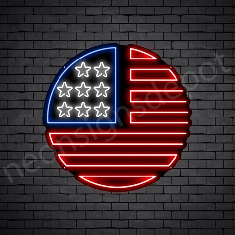 Circle American Flag Neon Sign Neon Signs Depot