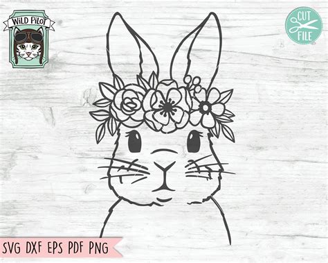 Cute Animal Svg Animal Face Svg Bunny Svg File Flower Crown Svg Easter