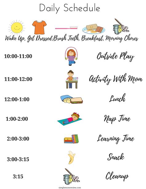 Daily Summer Schedule For Kids Free Printable Simple Mom Review