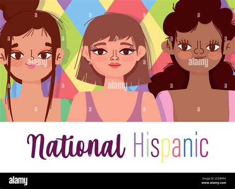 National Hispanic Heritage Month Happy Young Women Cartoon Color