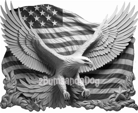 3d illusion eagle with wings out american flag in background for laser please read description