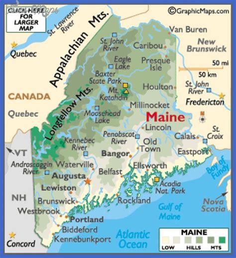 Maine Map Tourist Attractions Map Travel Holiday Vacations