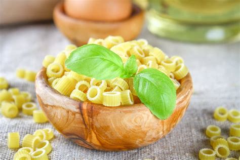 Ditalini Macaroni Pasta Rings Tubettini And Thimbles Anellini Stock