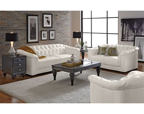 White Faux Leather Living Room Set Noconexpress