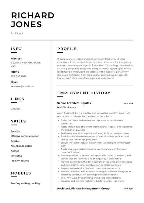 Architect Resume Sample And Writing Guide