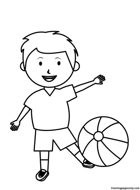 Little Boy With Balloon Beach Coloring Page Free Printable Coloring Pages
