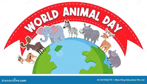 World Animal Day Logo With African Animals Stock Vector Illustration