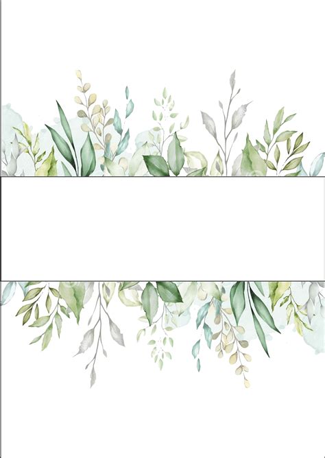Green Watercolour Leaves Border Watercolor Leaves Wreath Drawing