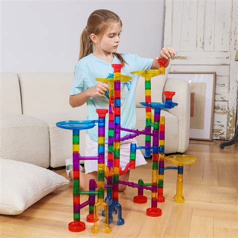 142 Piece Marble Run Toy Set With Led Lighted Marbles Meland