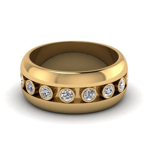 Check out our mens wedding band white gold selection for the very best in unique or custom, handmade pieces from our wedding bands shops. 15 Best of Mens Yellow Gold Wedding Bands With Diamonds