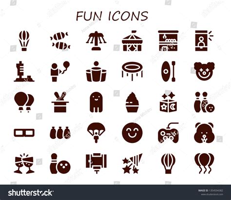 Fun Icon Set 30 Filled Fun Stock Vector Royalty Free 1354594382