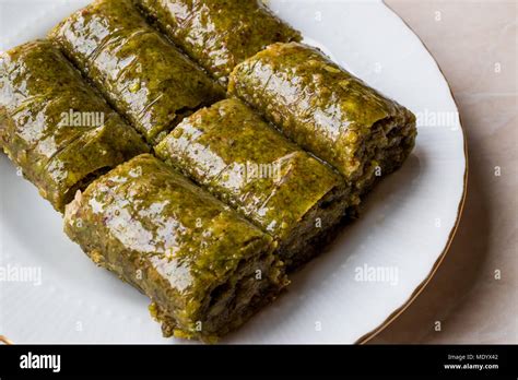 Turkish Dessert Pistachio Roll Called Fistikli Sarma Baklava