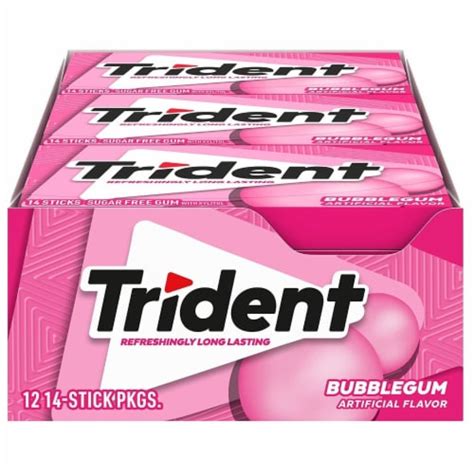 Trident Bubblegum Sugar Free Gum 14 Pcs 12 Packs 12 Packs 14 Pieces