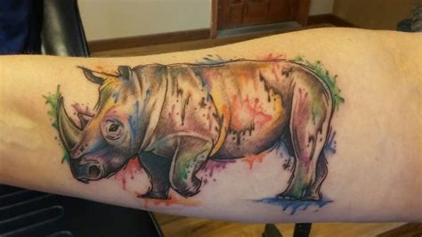 Watercolor Rhinoceros Tatuajes