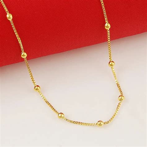 25mm 24k Gold Box Chain With Beads Chains Necklace Trendy Luxury