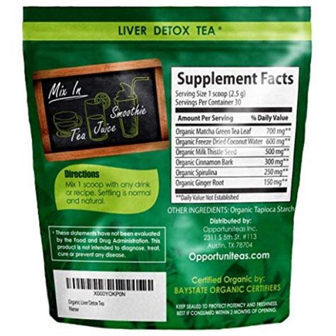 Organic Liver Detox Tea Matcha Green Tea Milk Thistle