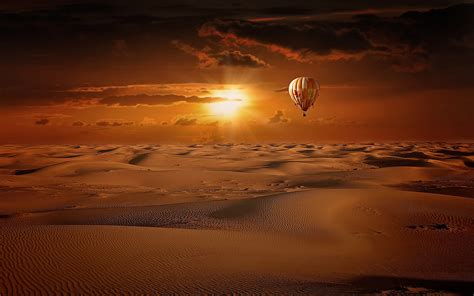 Hot Air Balloon Desert Sunrise Wallpapers Hd Wallpapers Id 16771