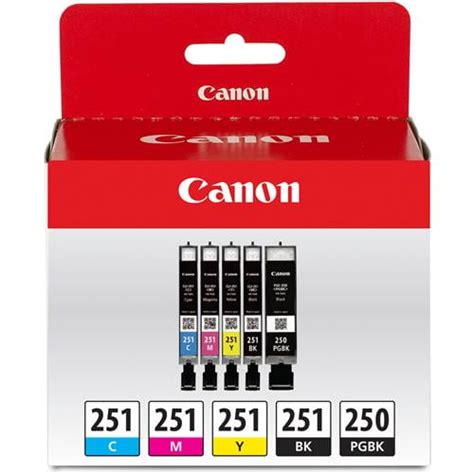 Canon Pgi 250 Black And Cli 251 Color Ink 5 Color Value Pack For Pixma
