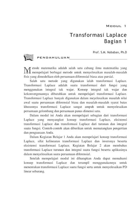 PDF Transformasi Laplace Bagian 1 Transformasi Laplace Turunan Dan