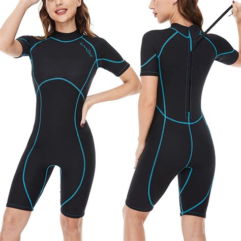 Buy Omgear Wetsuit Women Men 2mm Neoprene Dive Shorty Wet Suit Thermal Short Sleeve Swimsuit For