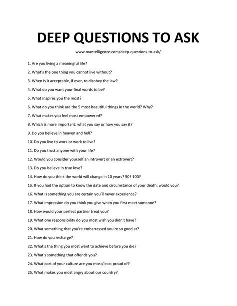 What do you think is most important if you're going on a date with someone for the first time? The 25+ best Deep questions ideas on Pinterest | Deep ...