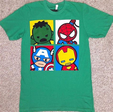 Mini Marvel Comic Heroes T Shirt Chibi Lego Hulk Iron