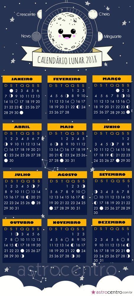 Calendário Lunar Com Fases Da Lua Com Imagens Calendário Lunar