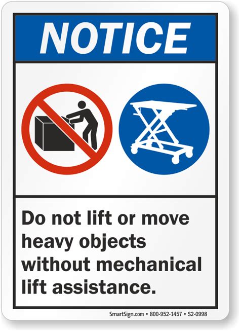 Lifting Instruction Signs And Labels Safe Lifting Signs