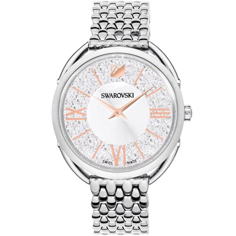 Swarovski Crystalline Glam Watch Metal Bracelet White Silver Tone