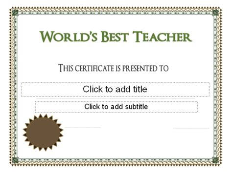 Worlds Best Teacher Award Certificate Free Certificate Templates In