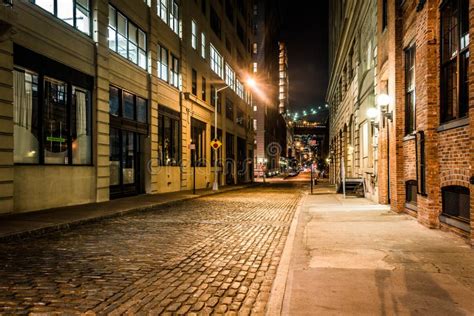 An Alley At Night In Brooklyn New York Editorial Photography Image