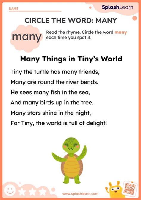 Circle The Word Many Worksheet Ela Worksheets Splashlearn