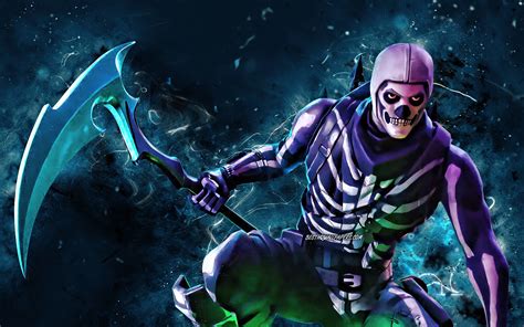 Скачать обои Skull Trooper With Axe 4k Battle 2020 Games Fortnite
