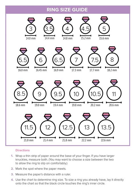 Printable Ring Size Chart For Women